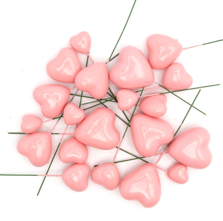 Iconic Cake Art Light Pink Gloss Heart Toppers 20pc
