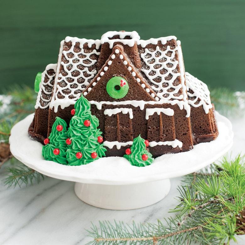 Nordic Ware Sparkling Silver Gingerbread House Cake Pan Baking Tins, Trays, Pans & Ramekins The Cooks Kitchen 