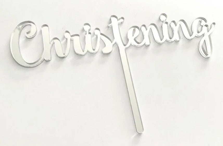 Cake Craft Acrylic Cake Topper - Christening Silver