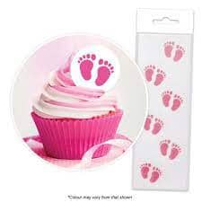Pink Baby Feet Edible Wafer Cupcake Toppers - 24 Pce Pack Wafer Paper The Cooks Kitchen 