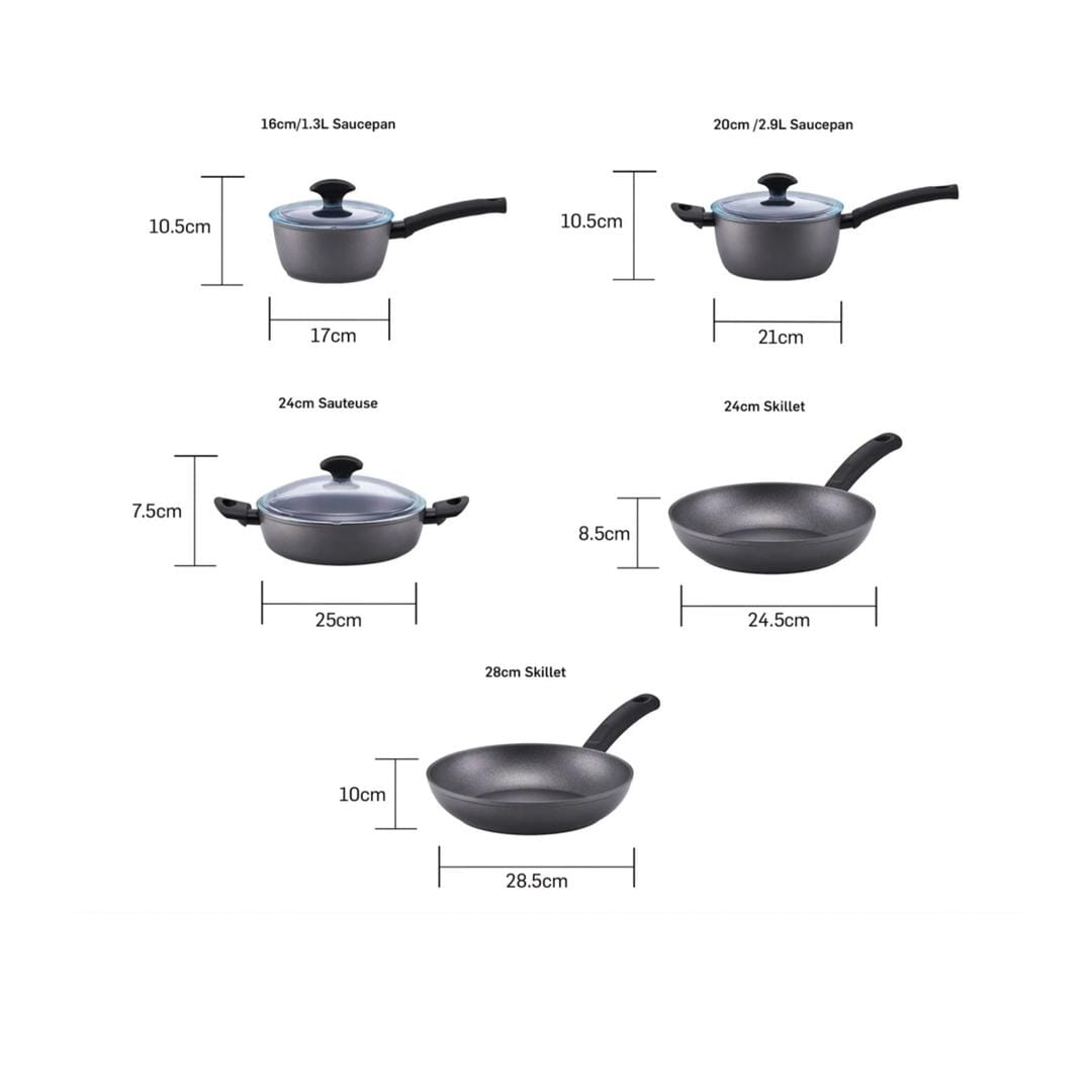 Essteele Per Benessere Ceramic Non Stick 5pc Cookware Set Non-Stick Cookware Sets The Cooks Kitchen 