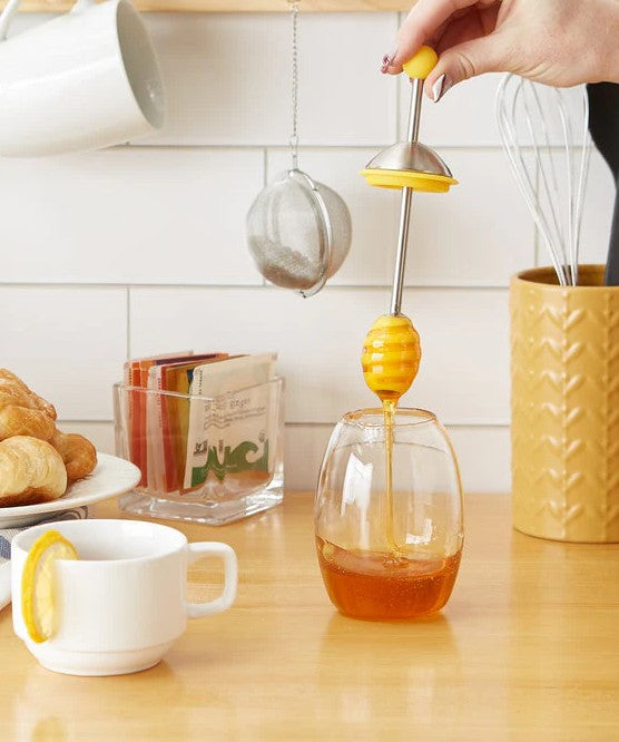 Rsvp Glass Honey Jar With Silicone Dipper