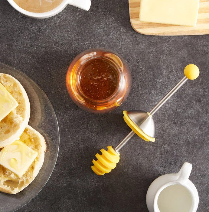 Rsvp Glass Honey Jar With Silicone Dipper