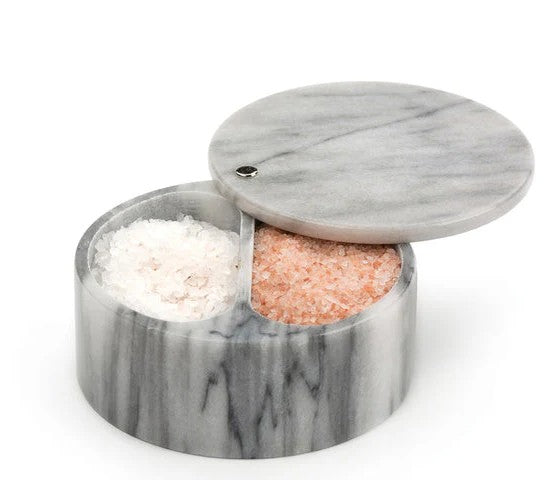 Rsvp Marble Swivel Top Salt Box 13 X 6cm - White