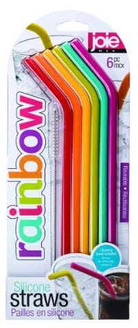 Joie Silicone Sipping Straws - Set Of 6 With Cleaning Brush Straws & Picks The Cooks Kitchen 