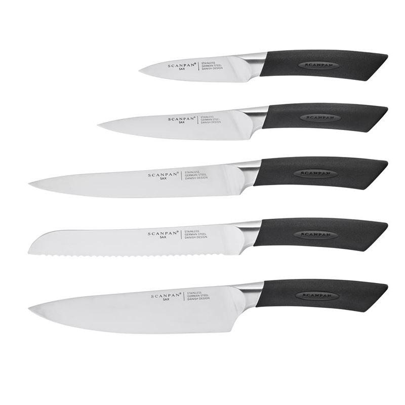 Scanpan Sax 6pc Acacia Block Knife Set - With Sharpener