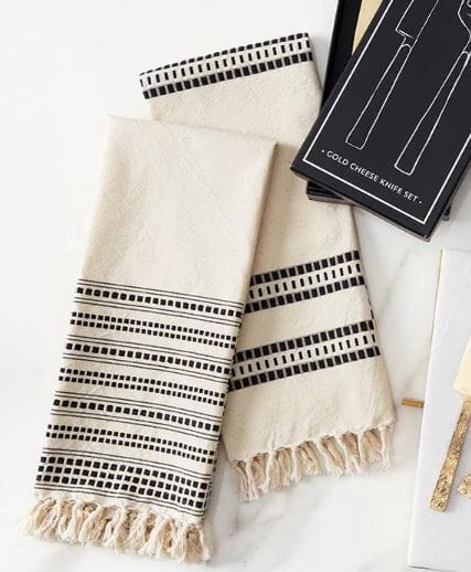 Tea Towels -natural & Black Set Of 2 Tea Towels The Cooks Kitchen 
