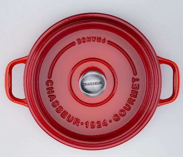 Chasseur Gourmet Round French Oven 24cm/4l - Crimson Cast Iron Casseroles The Cooks Kitchen 