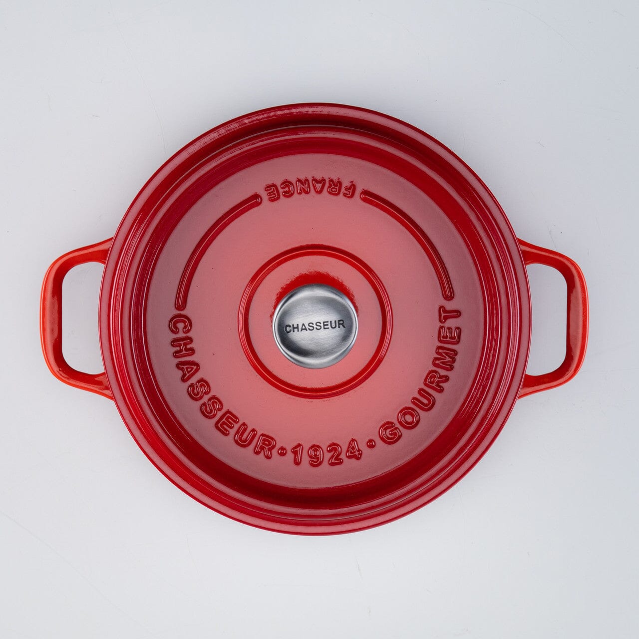 Chasseur Gourmet Round French Oven 28cm/6l - Crimson Cast Iron Casseroles The Cooks Kitchen 