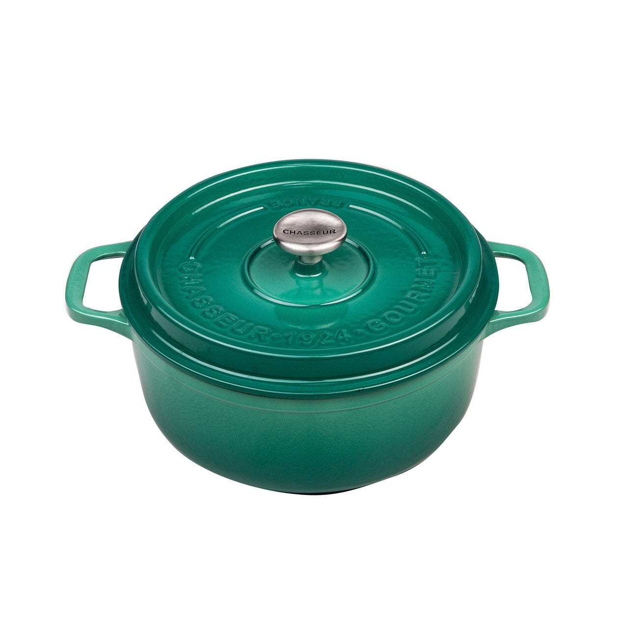 Chasseur Gourmet Round French Oven 28cm/6.1l - Jade Cast Iron Casseroles The Cooks Kitchen 