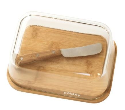 Pebbly - Glass Butter Dish & Spreader - 2pc Set Bread & Butter Storage The Cooks Kitchen 