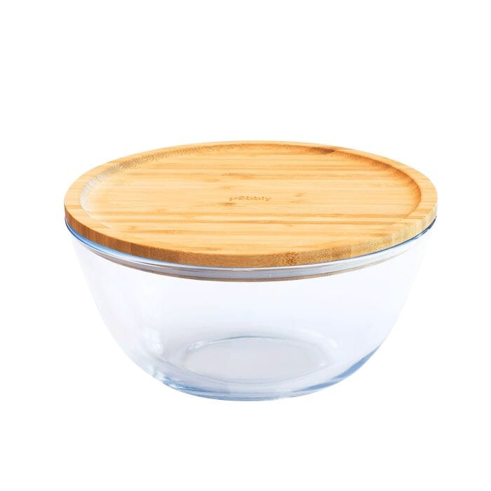 Pebbly - Glass Mixing Bowl With Bamboo Lid 1.6l Mixing Bowls The Cooks Kitchen 