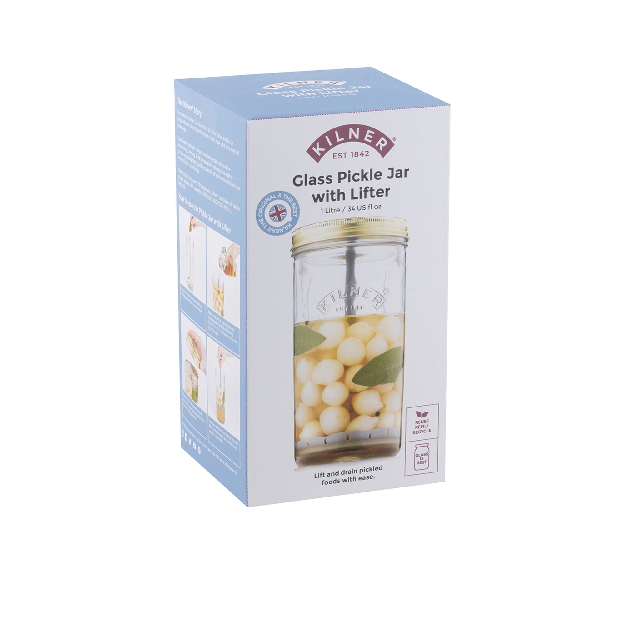 Kilner Pickle Jar With Lifter 1l Glassware Storage The Cooks Kitchen 