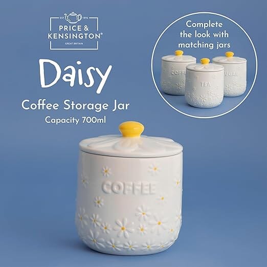 Price & Kensington Daisy Coffee Jar Ceramic Hand Painted Flower 700ml Sugar, Coffee & Tea The Cooks Kitchen 