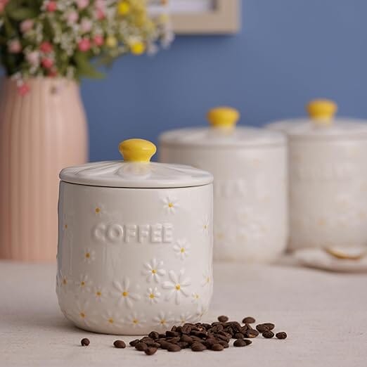 Price & Kensington Daisy Coffee Jar Ceramic Hand Painted Flower 700ml Sugar, Coffee & Tea The Cooks Kitchen 