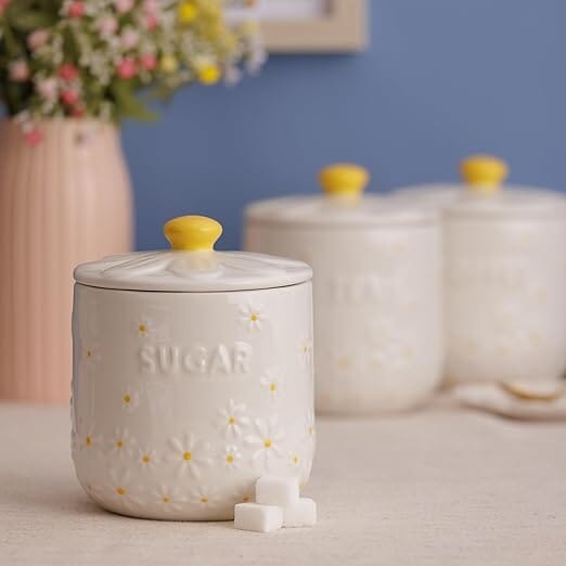 Price & Kensington Daisy Sugar Jar Ceramic Hand Painted Flower 700ml Sugar, Coffee & Tea The Cooks Kitchen 