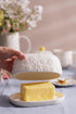 Price & Kensington Daisy Butter Dish Ceramic Hand Painted Flower Embossed White Bread & Butter Storage The Cooks Kitchen 
