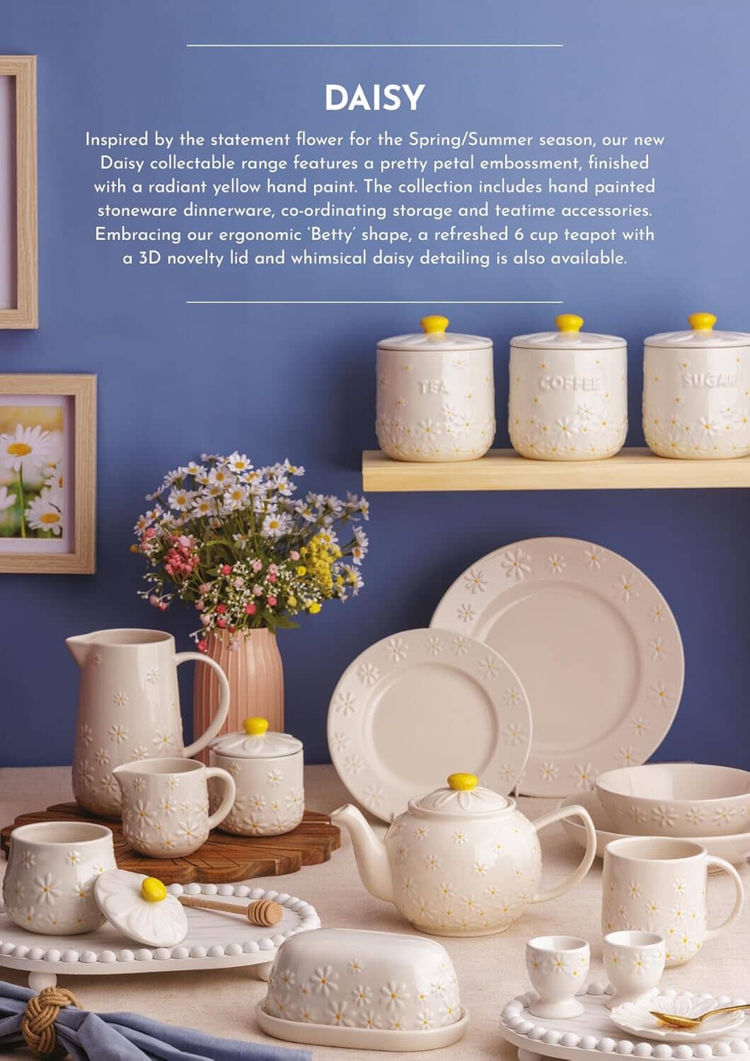 Price & Kensington Daisy Butter Dish Ceramic Hand Painted Flower Embossed White Bread & Butter Storage The Cooks Kitchen 