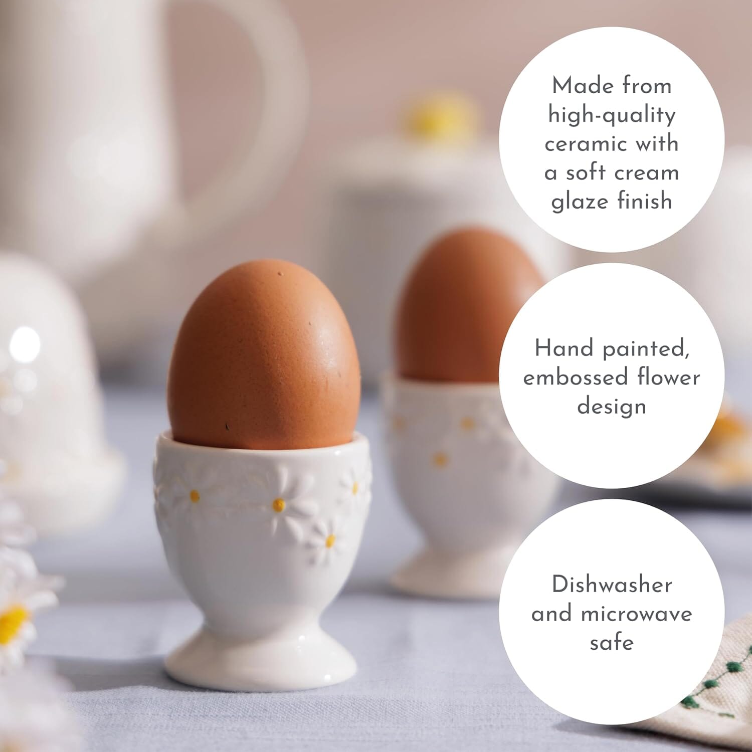 Price & Kensington Daisy Egg Cup Holder Set Of 2 Ceramic Hand Painted Servingware The Cooks Kitchen 