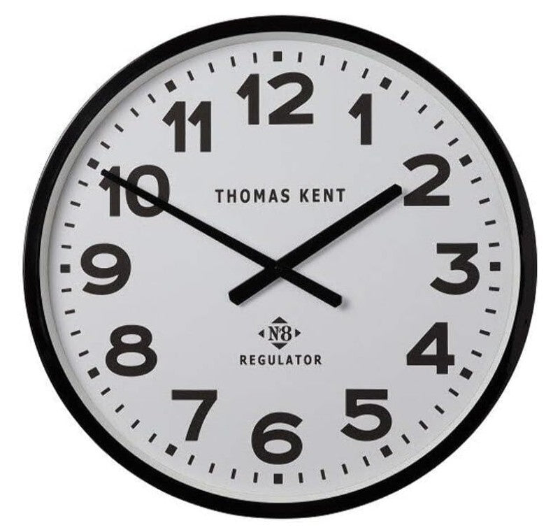Thomas Kent Regulator No.8 Wall Clock - Black & White 30cm