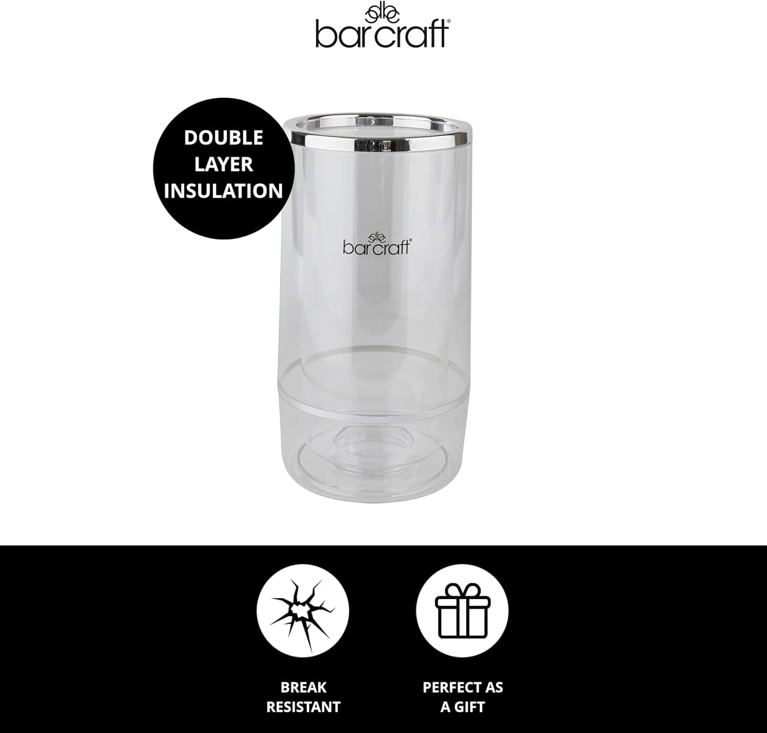 Barcraft Acrylic Double Walled Wine Cooler Clear Ice Buckets & Coolers The Cooks Kitchen 