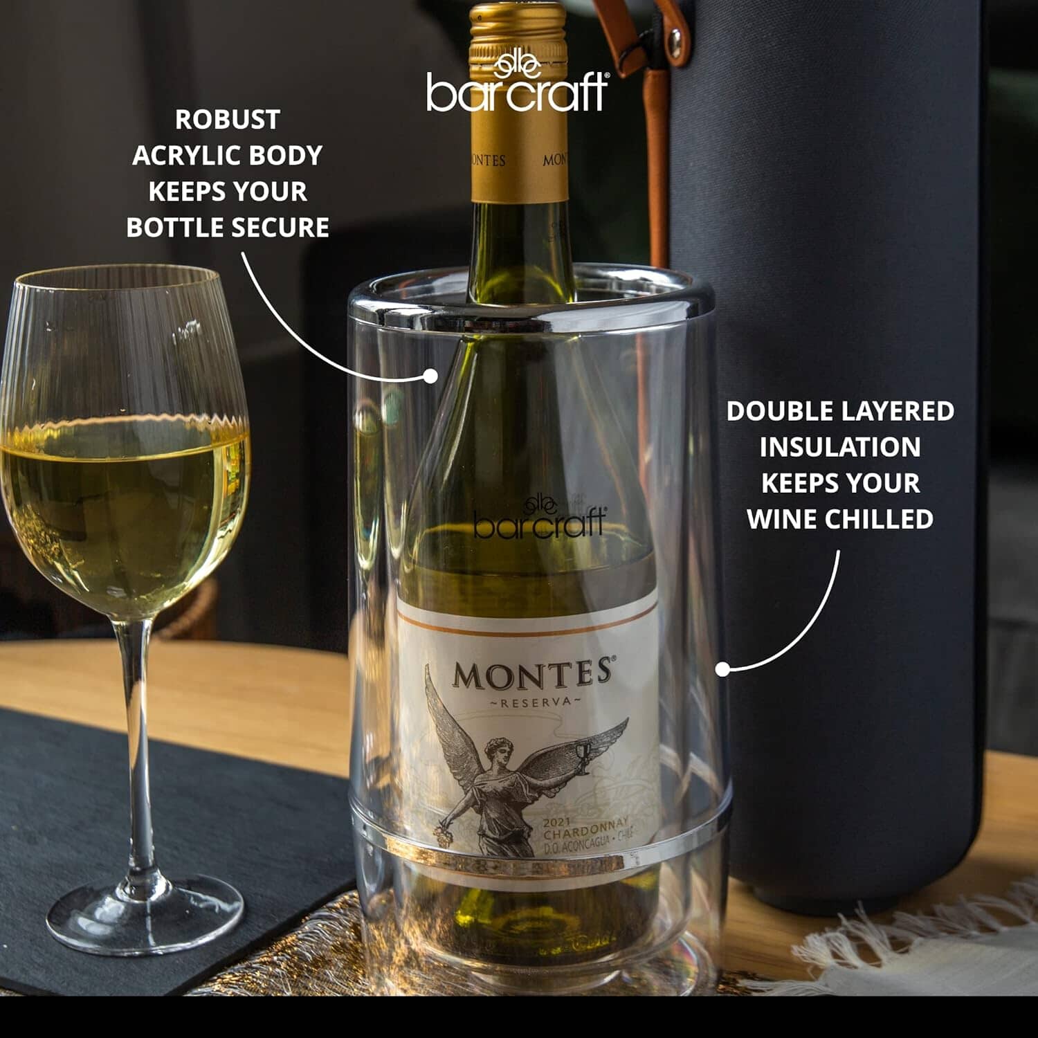 Barcraft Acrylic Double Walled Wine Cooler Clear Ice Buckets & Coolers The Cooks Kitchen 