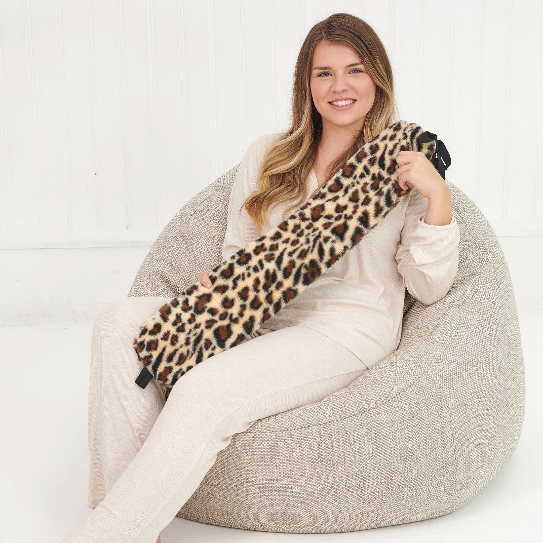 Aroma Home Long Hot Water Bottle Leopard Print 12x2.5x76.5cm