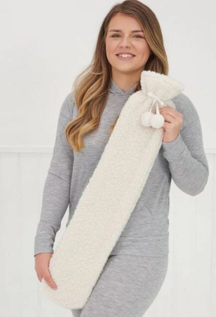 Long Hot Water Bottle - Cream Teddy Boucle Novelty Gifts The Cooks Kitchen Mandurah 