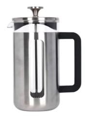 Pisa Glass Cafetiere With Stainless Steel Frame - Chrome - 8 Cup/1l Glass Coffee Plungers The Cooks Kitchen 