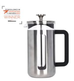 Pisa Glass Cafetiere With Stainless Steel Frame - Chrome - 8 Cup/1l Glass Coffee Plungers The Cooks Kitchen 