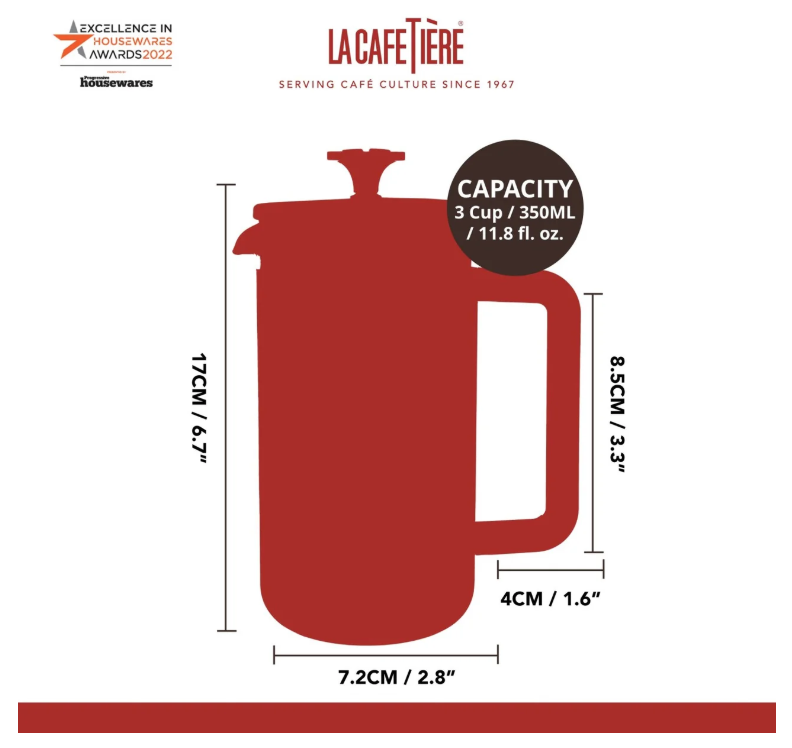 La Cafetiere Pisa 3 Cup Cafetiere - Copper