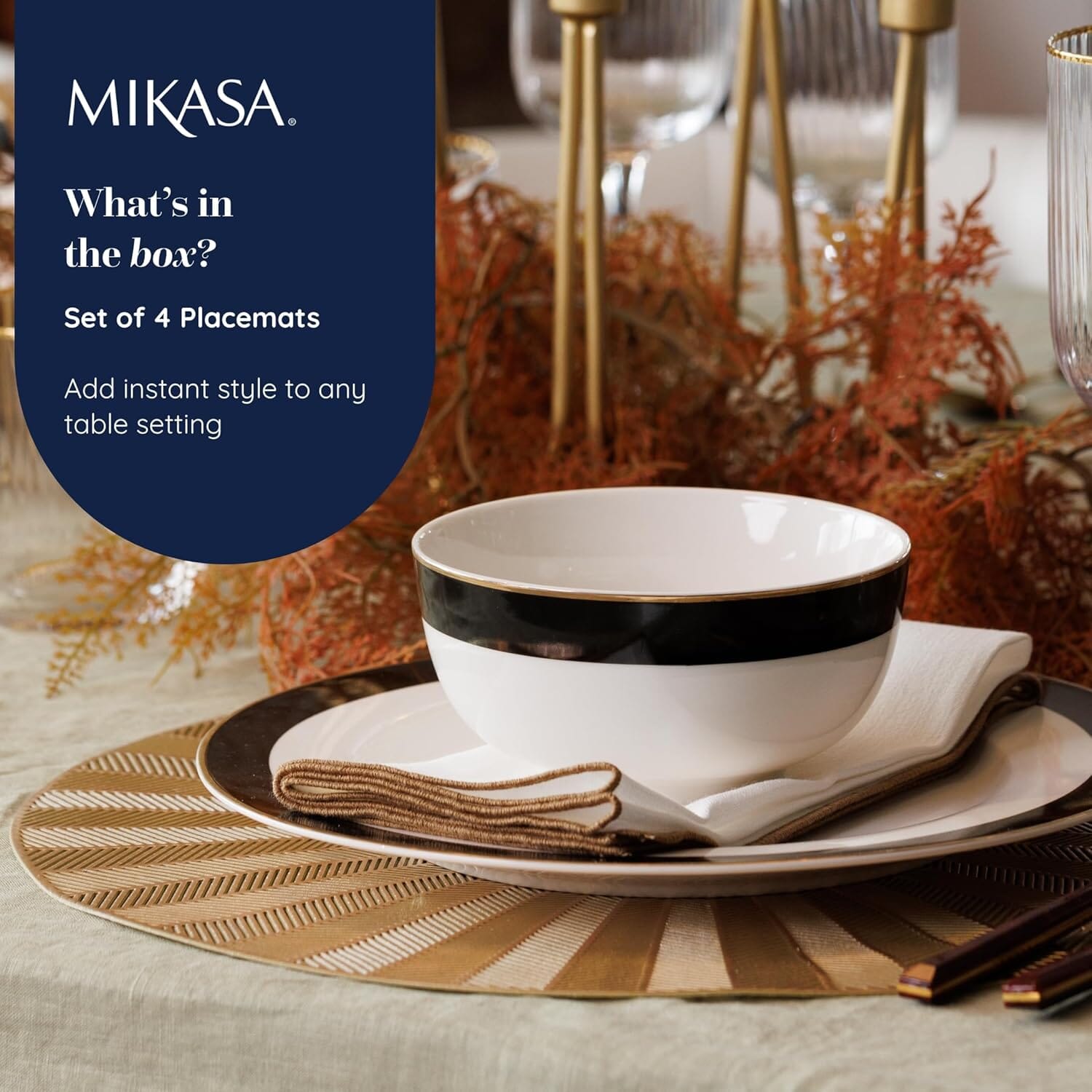 Mikasa Round Placemats Set Of 4 38cm - Gold Placemats The Cooks Kitchen 