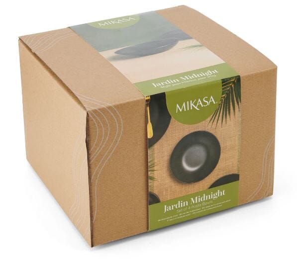 Mikasa Jardin Midnight 4-piece Stoneware Pasta Bowl Set - Black Bowls The Cooks Kitchen 