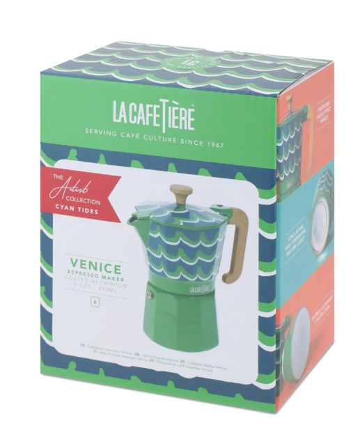 La Cafetière Venice Aluminium Espresso Maker 6 Cup / 290ml (cyan Tides)
