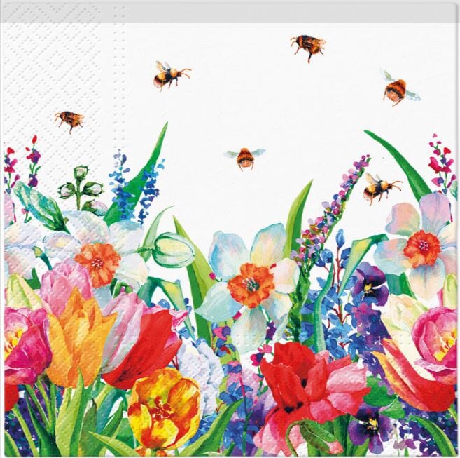 Paw Lunch Napkin 33cm - Meadow With Bees Napkins The Cooks Kitchen 