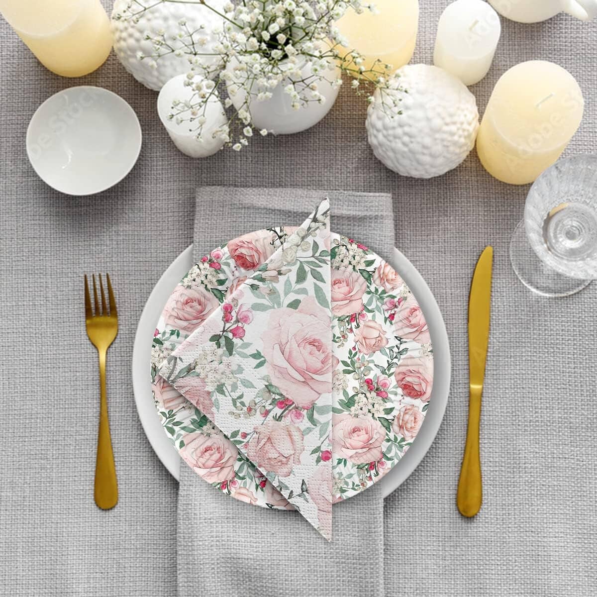 Paw Lunch Napkin 33cm Roses Glory Cream Napkins The Cooks Kitchen 