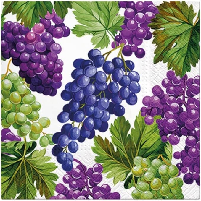 Paw Lunch Napkins 33cm - Natural Grapes Napkins The Cooks Kitchen 