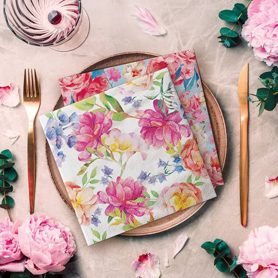 Paw Lunch Napkin 33cm Orchid With Peony Table Cloths & Napkins The Cooks Kitchen 