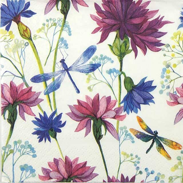 Paw Lunch Napkin 33cm Flower Dragonfly Table Cloths & Napkins The Cooks Kitchen 