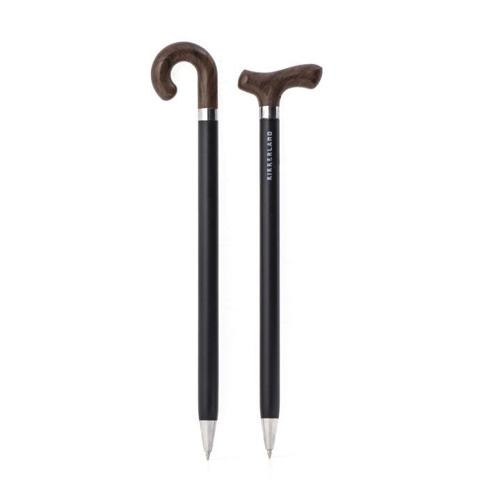 Kikkerland Old & Wise Pen Set Of 2, Black Brown