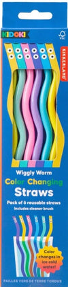 Kikkerland Wiggly Worm Colour Changing Straws Set Of 6
