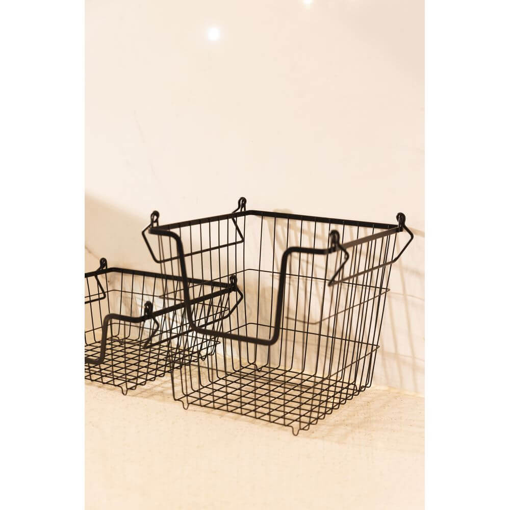 Soko & Co Stackable Black Wire Basket Large