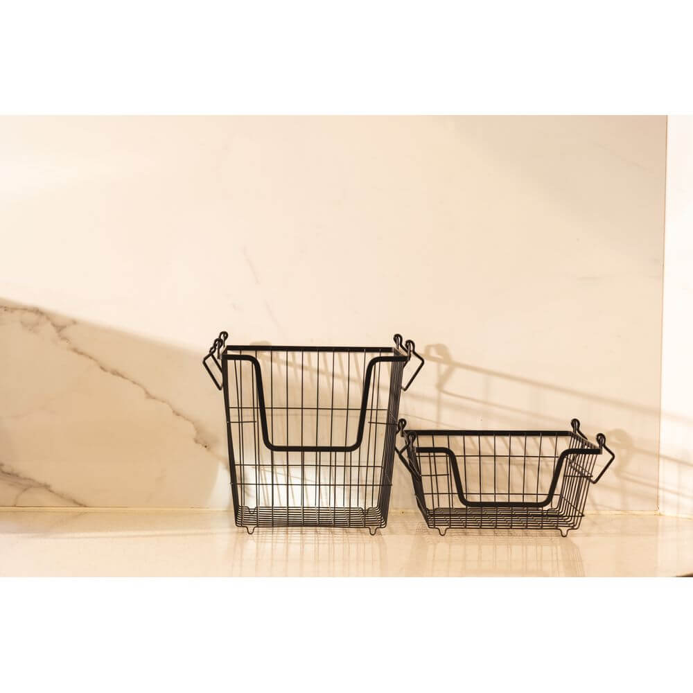 Soko & Co Stackable Black Wire Basket Large