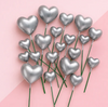 Iconic Cake Art Silver Heart Cake Toppers 20pc