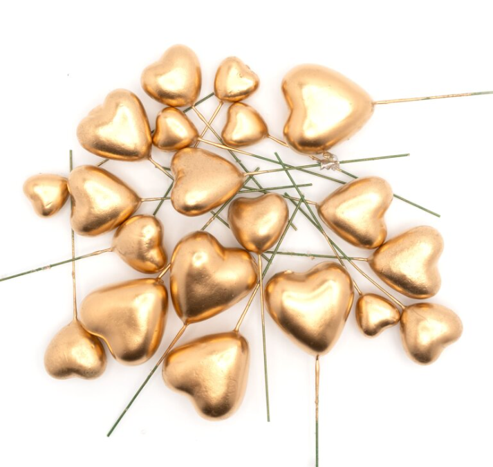 Iconic Cake Art Gold Heart Cake Toppers