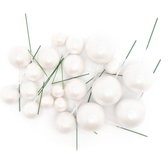 Iconic Cake Art White Pearl Ball Toppers