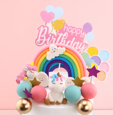 Iconic Cake Art Unicorn Rainbow Cake Topper Set