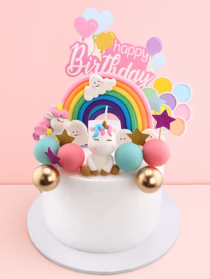 Iconic Cake Art Unicorn Rainbow Cake Topper Set