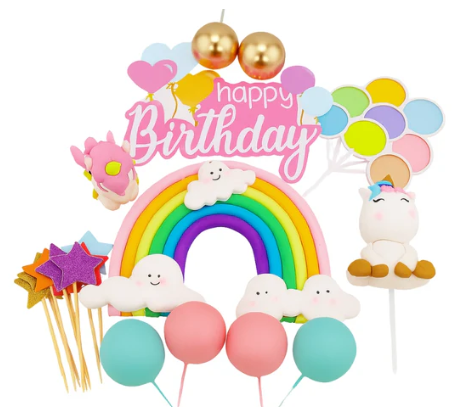 Iconic Cake Art Unicorn Rainbow Cake Topper Set
