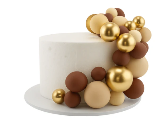 Iconic Cake Art Earth Tone And Gold Ball Topper Set 32pc
